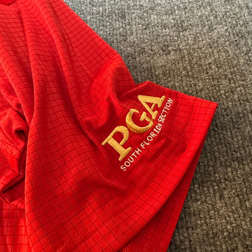 Antigua PGA South Florida Section Red Grid Golf Polo Mens Large Short Sleeve - Picture 6 of 7